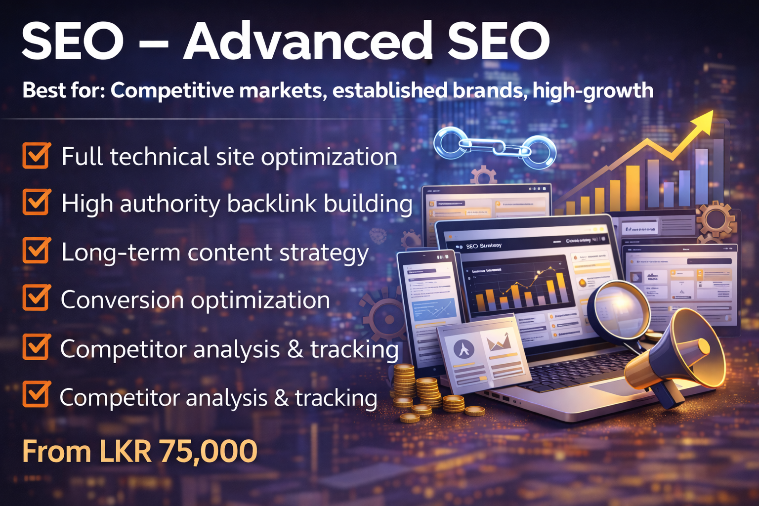 Advanced SEO Services in Sri Lanka with technical optimization and high authority backlink strategy
