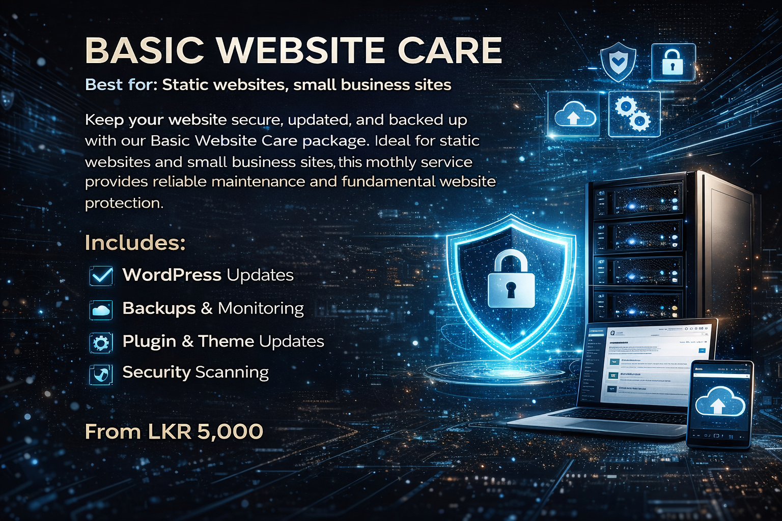 Basic Website care services in Sri Lanka with WordPress updates and security monitoring